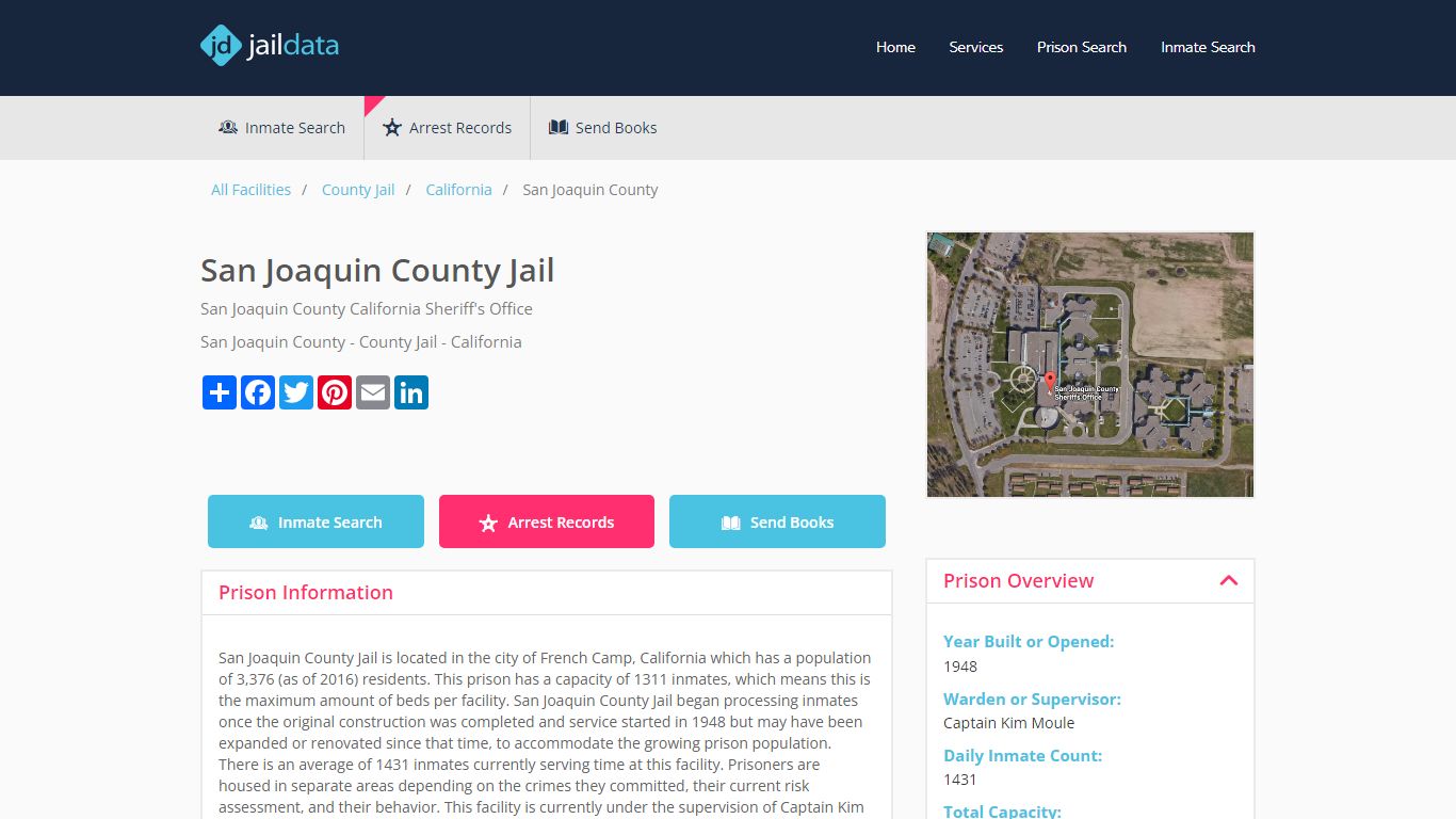 San Joaquin County Jail Inmate Search and Prisoner Info - French Camp, CA